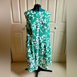New Dia/Adorne 18W Green Floral Fit and Flare Dress - plus size